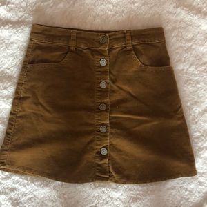 Tan Button Down Corduroy Skirt
